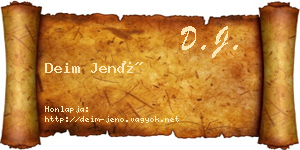 Deim Jenő névjegykártya
